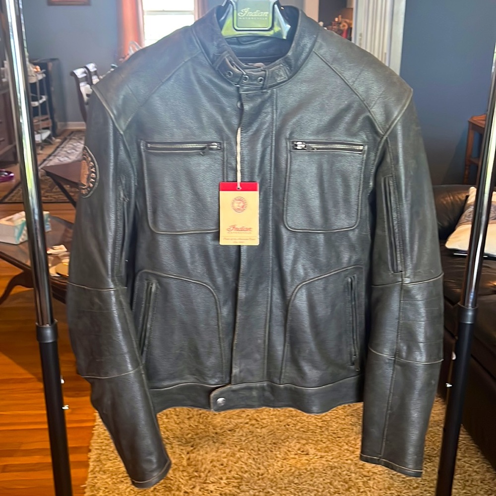 Indian Motorcycle - Rocker Black Leather Riding Jacket - Size Medium